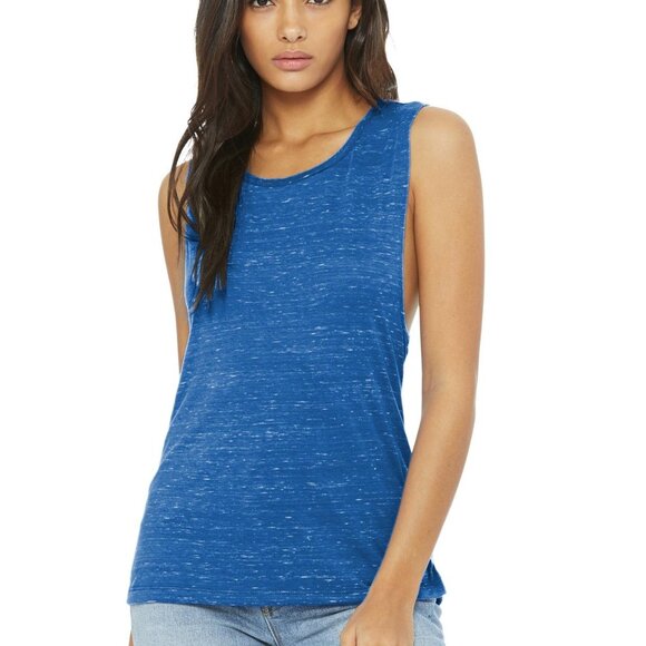 Bella Canvas Heather Blue Muscle Tee - Picture 1 of 11
